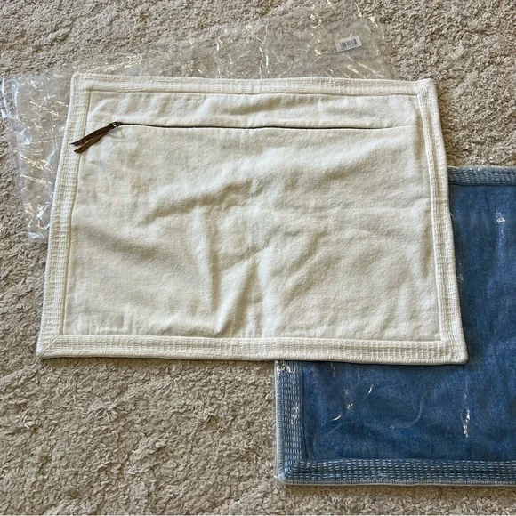 Set of 2 Serena and Lily Linen Chenille Pillow 18x24 French Blue Pillow Shams - Picture 4 of 9